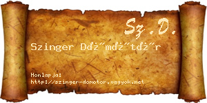 Szinger Dömötör névjegykártya